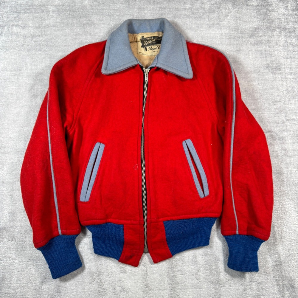 Vintage 1950s Jacket Youth 28 Red Wool Western Cropped London Police Ricky